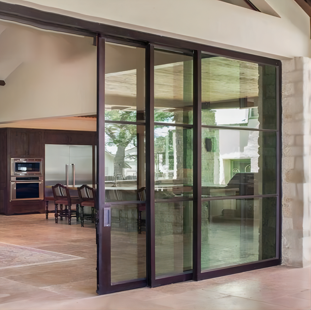 AluHome Custom Aluminum Sliding Door Noiseless Double Glass Exterior Aluminum Sliding Doors